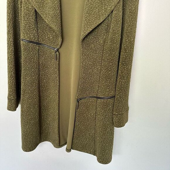 Eva Varro Women’s Barcelona Semi Fitted Pebble Olive Green Drape Collar Zipper D - Picture 7 of 9